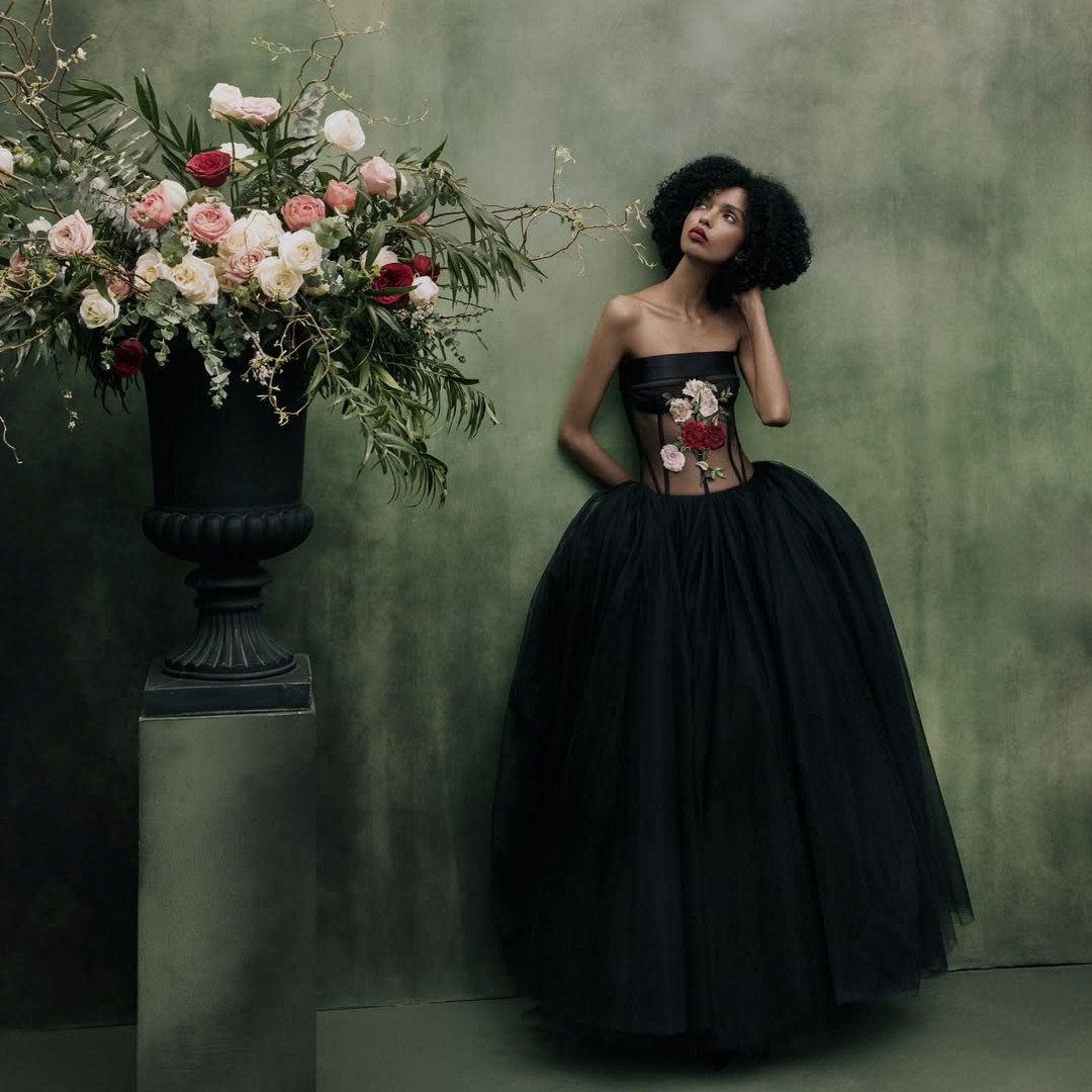 Robes de soirée formelles en tulle noir coupe trapèze avec appliques délicates, robes longues en tulle sans bretelles pour femmes, dos lacé
