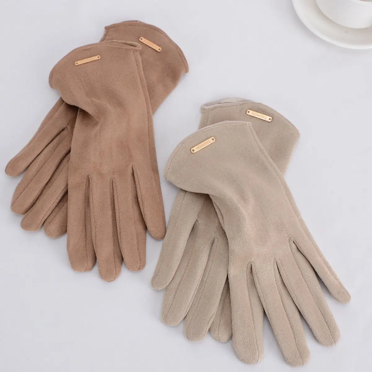 Gants pour femmes, automne hiver, garde au chaud, écran tactile, fins, solides, simples, cyclisme, tissu en daim, élégant, coupe-vent