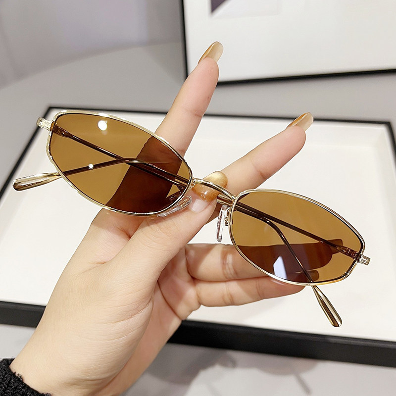 Lunettes de soleil de marque de luxe pour femmes et hommes, lunettes de soleil ovales, lunettes de soleil rétro de marque, monture en métal, protection UV400