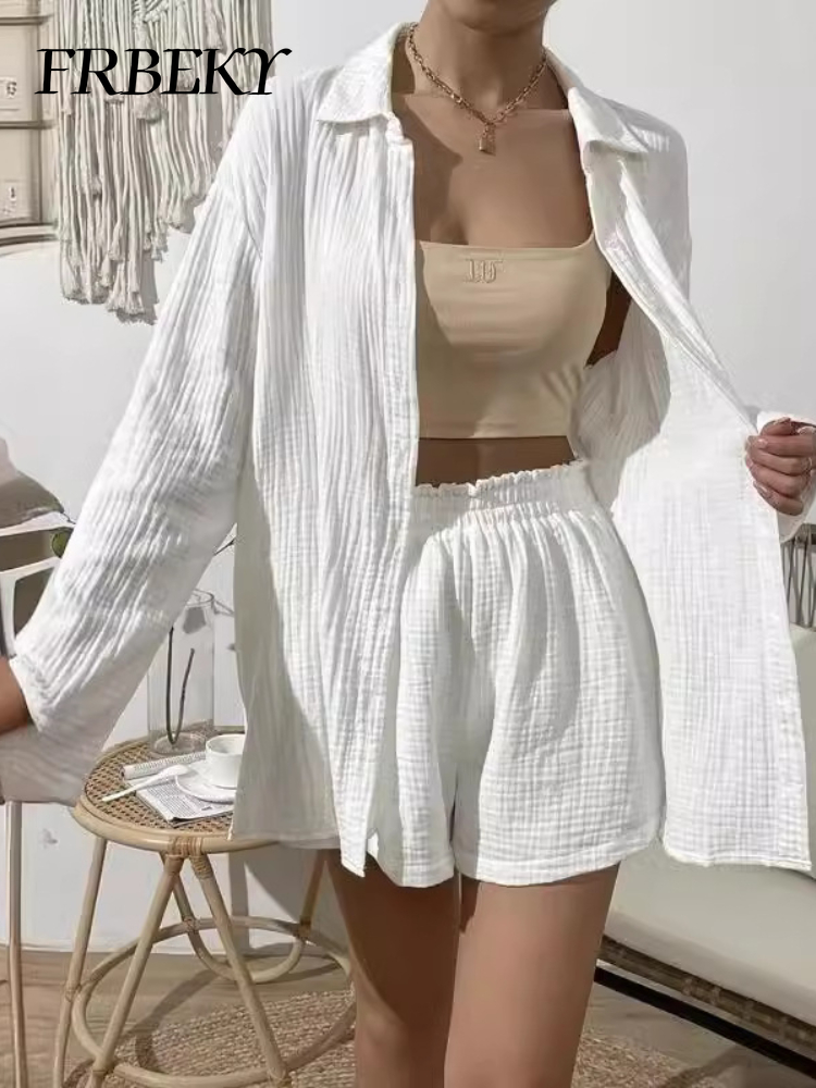Ensemble élégant pour femme, chemise à manches longues, short de loisirs, monochromatique, mode printemps et été, 2 pièces