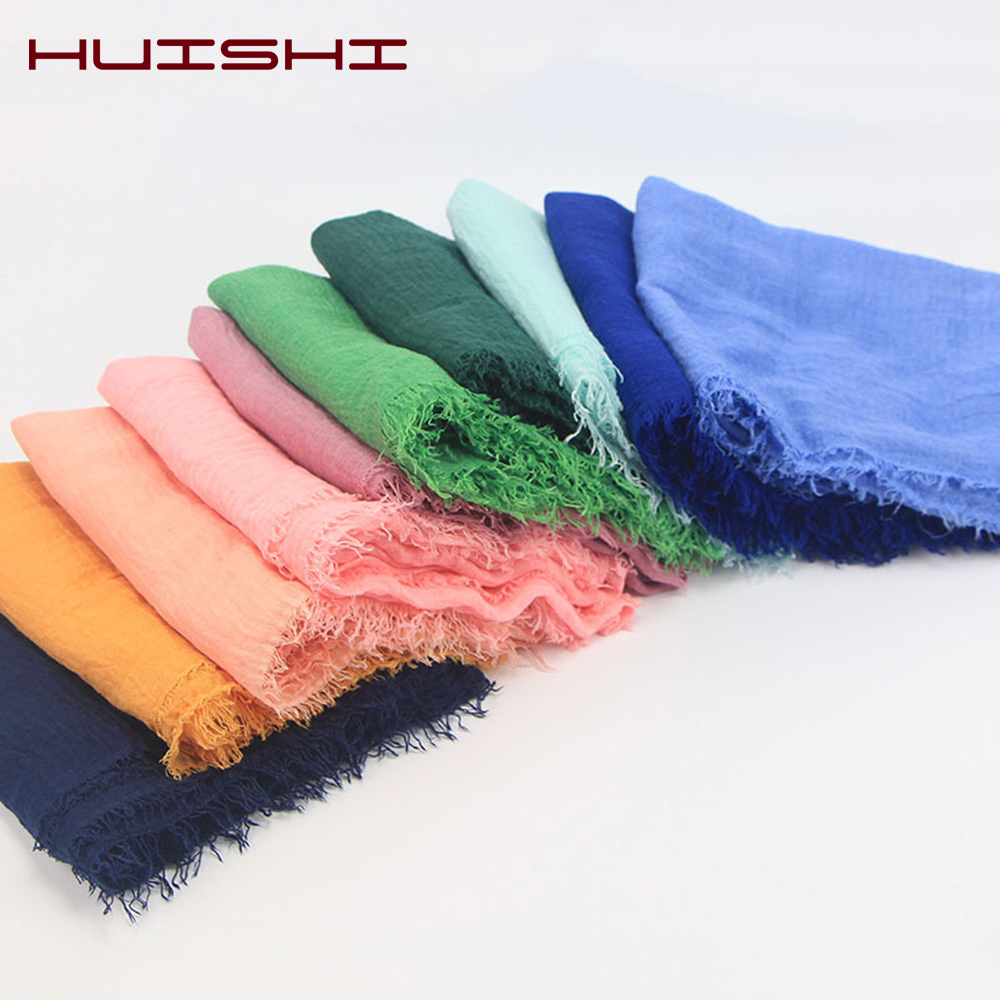 HUISHI écharpe femmes musulmanes bulle coton solide Islam musulman foulard châles et enveloppes femme Foulard froissé nuage Hijab