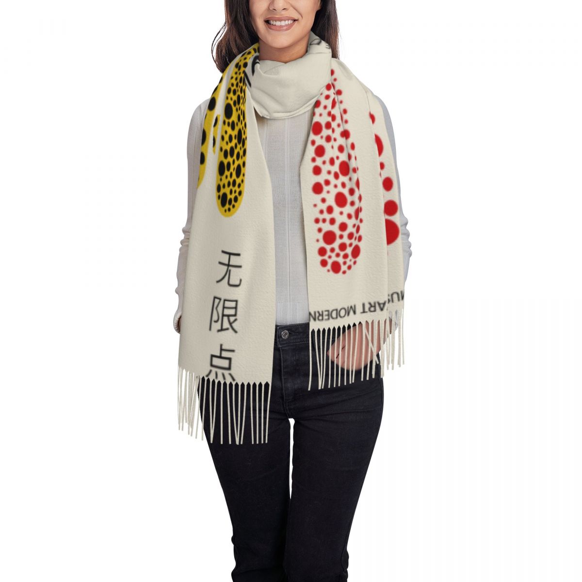 Impression personnalisée Yayoi Kusama Art abstrait écharpe femmes hommes hiver automne chaud foulards châle enveloppement