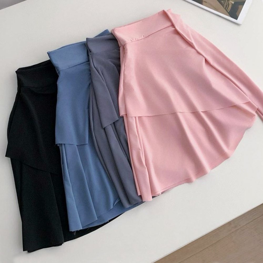 Nouveau Jupe courte en soie glacée à lacets jupes portefeuilles irrégulières multi-fonction couvrant les fesses jupe entraînement