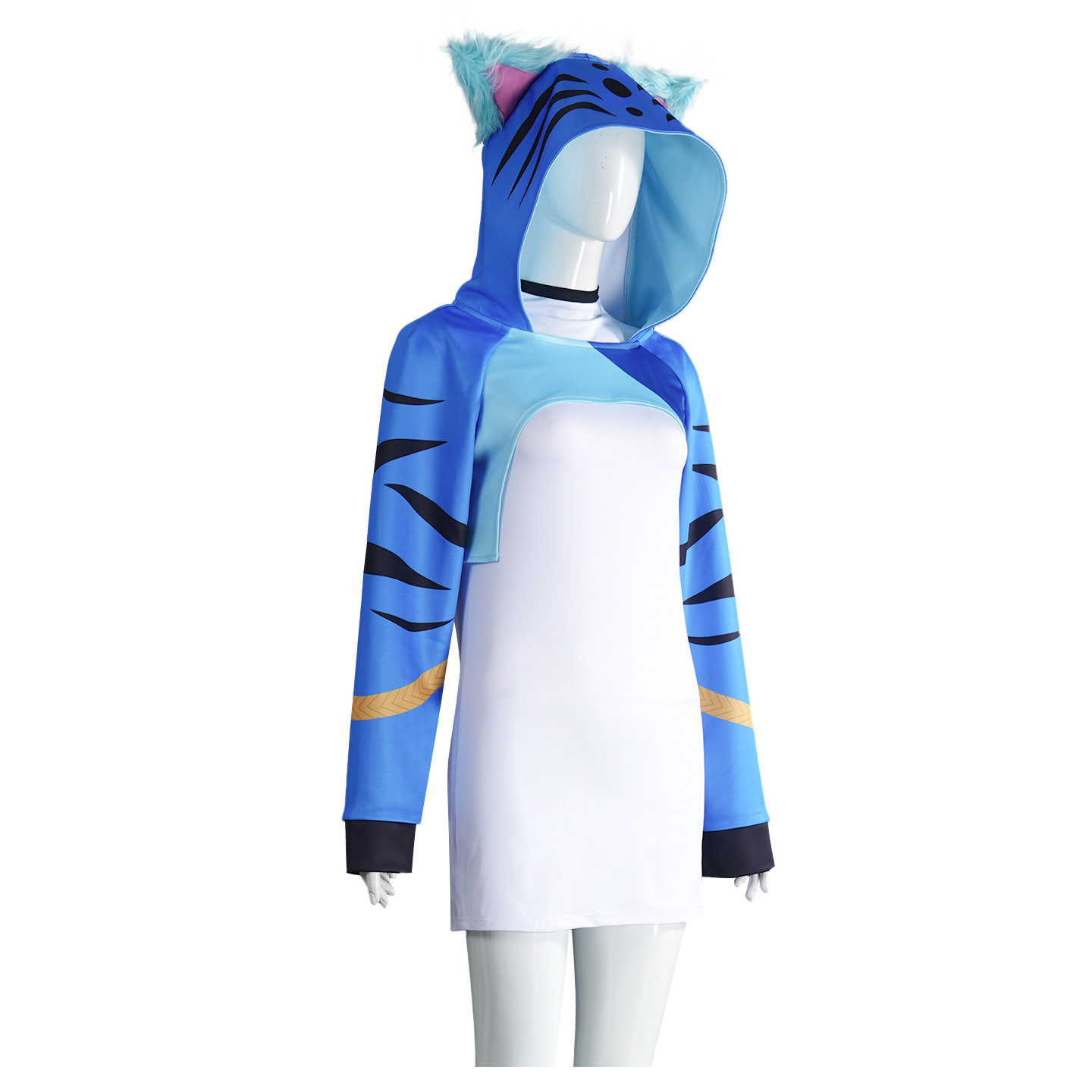 Costume de Cosplay pour femmes, sweat à capuche tigre bleu, tenue de Style idole, robe de personnage d'anime, spectacle sur scène, fête, événement