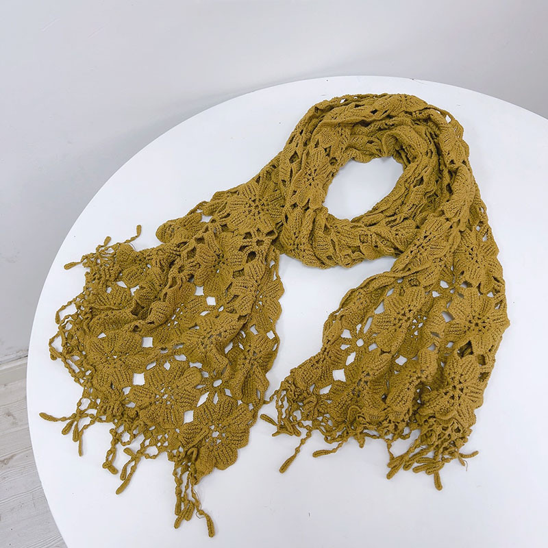 Écharpe en tricot au crochet pour femme, dentelle douce et polyvalente, protection du cou, printemps et automne