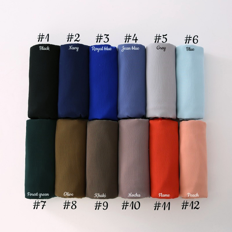 Petit froissé en mousseline de soie Hijab bonne couture solide plaine écharpe de haute qualité Premium malaisien femmes foulards Hijabs Long châle