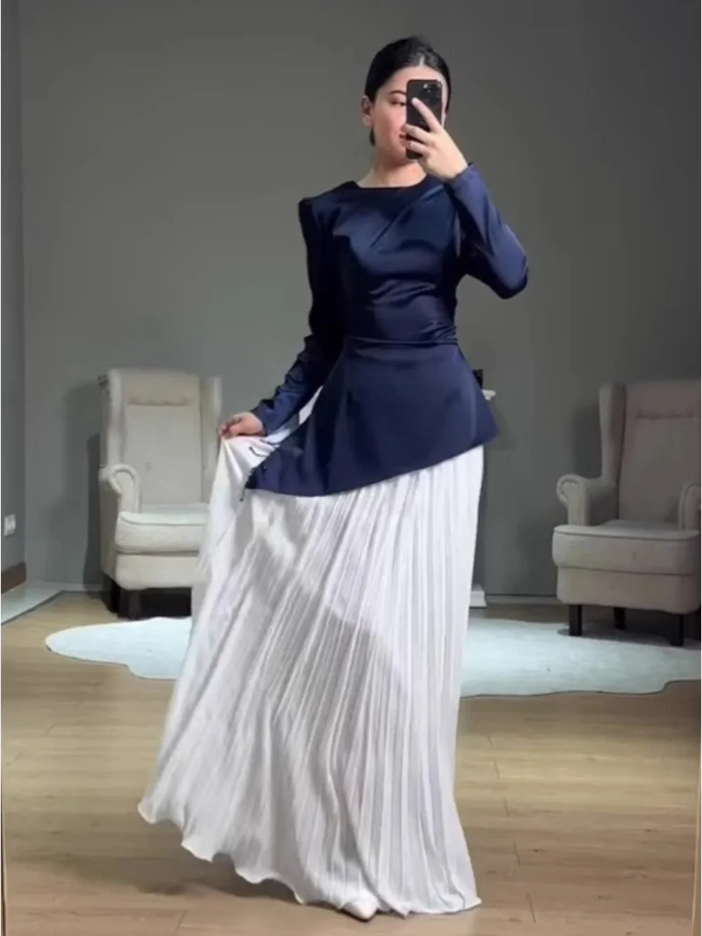 Abaya – Robe de soirée plissée pour femmes, tenue élégante, Patchwork, musulmane, Jalabiya, Largos, arabe, longue, maroc, dubaï