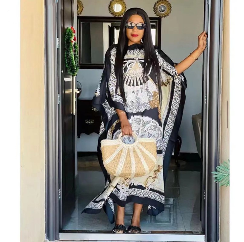 Robe élégante surdimensionnée à imprimé africain traditionnel pour femmes, longueur de la robe: 130cm, buste: 130m