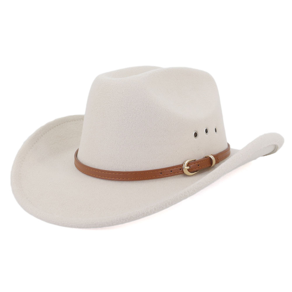 Chapeau de Cowboy occidental pour hommes, Vintage, fascinateur, fête de mariage, laine crème, Fedoras à large bord, luxe élégant, chapeaux de Cowgirl pour femmes