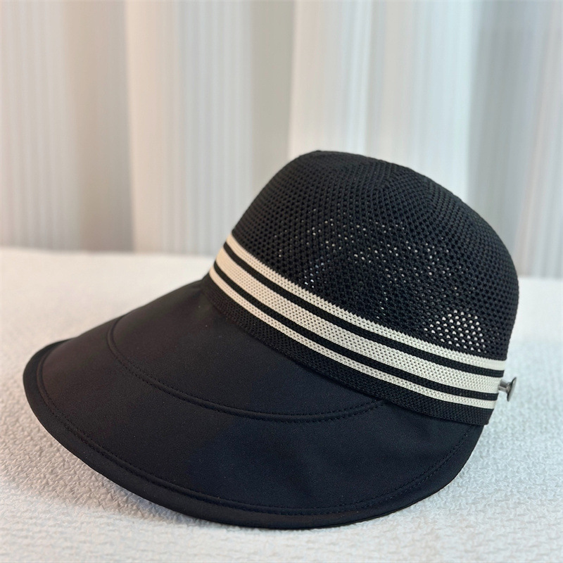 Chapeau de pêcheur coréen pour femme, d'été, ajouré et respirant, à large bord, protection solaire, réglable, avec ouverture pour queue de cheval