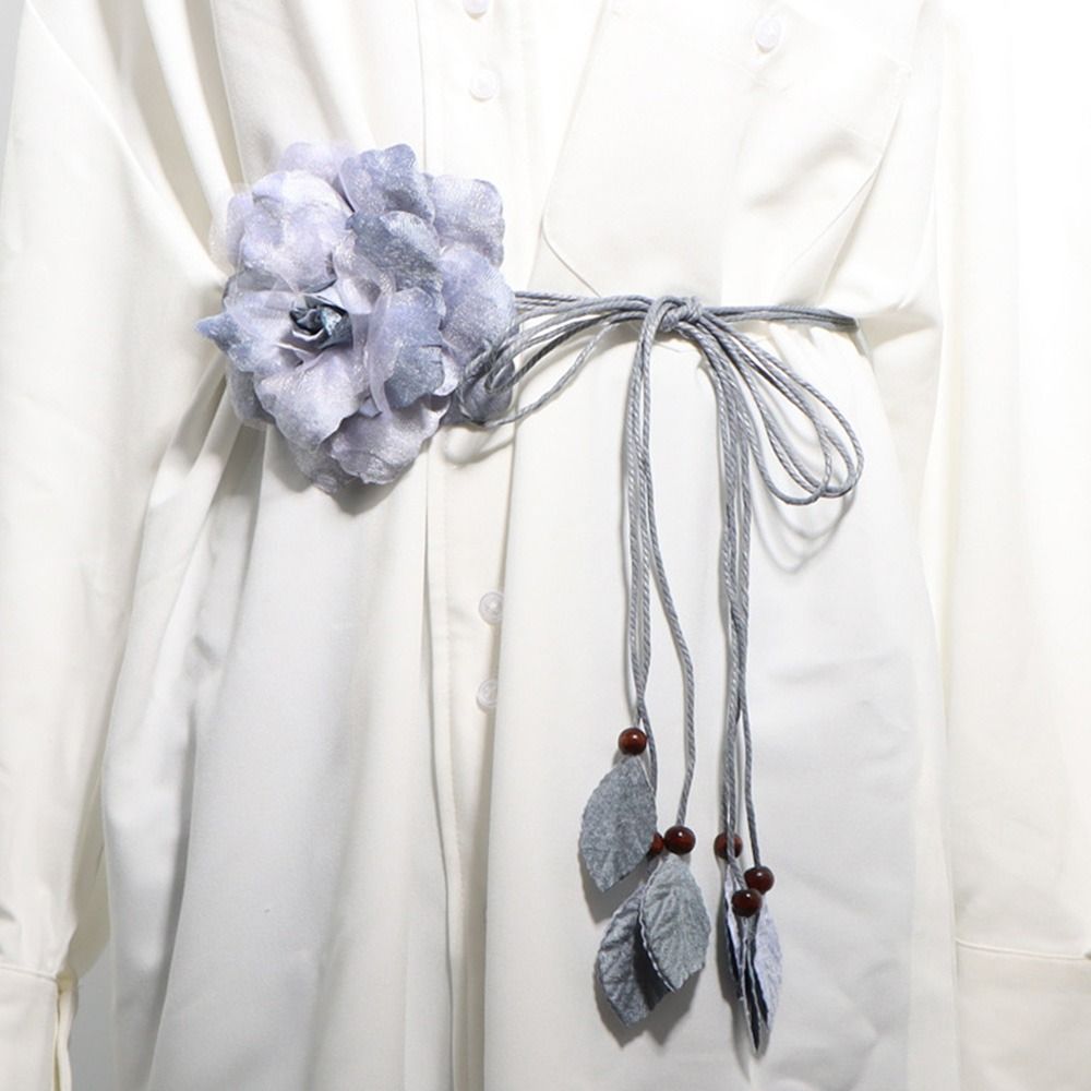 Ceinture longue tressée à pampilles pour femmes, ceinture fine, ceinture nouée décontractée, élégante, faite à la main, grande fleur décorative, robes JOFor Lady