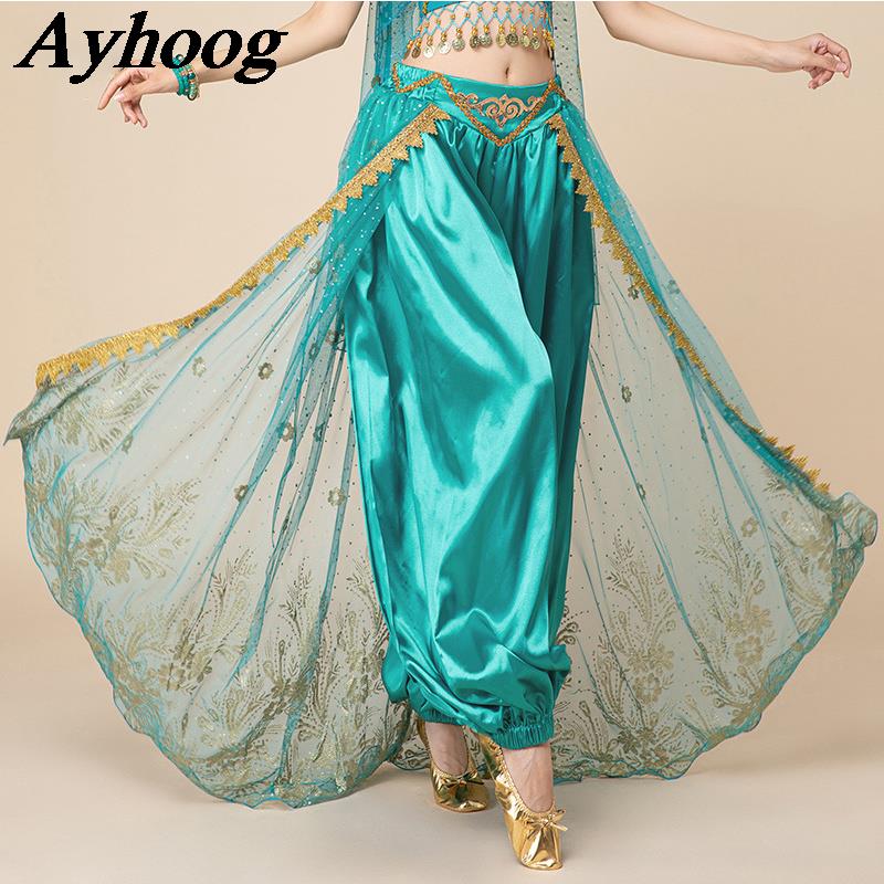 Nouveaux pantalons de danse indienne pour femmes, costume de danse du ventre Jasmine Princess, pantalon de cosplay pour adultes, Bollywood, princesse arabe