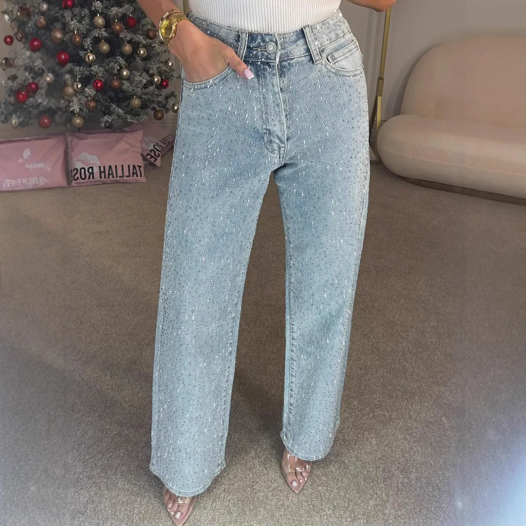 Jean droit pour femmes, pantalon extensible, taille haute, délavé, pour maman, Vintage, Streetwear, Y2k