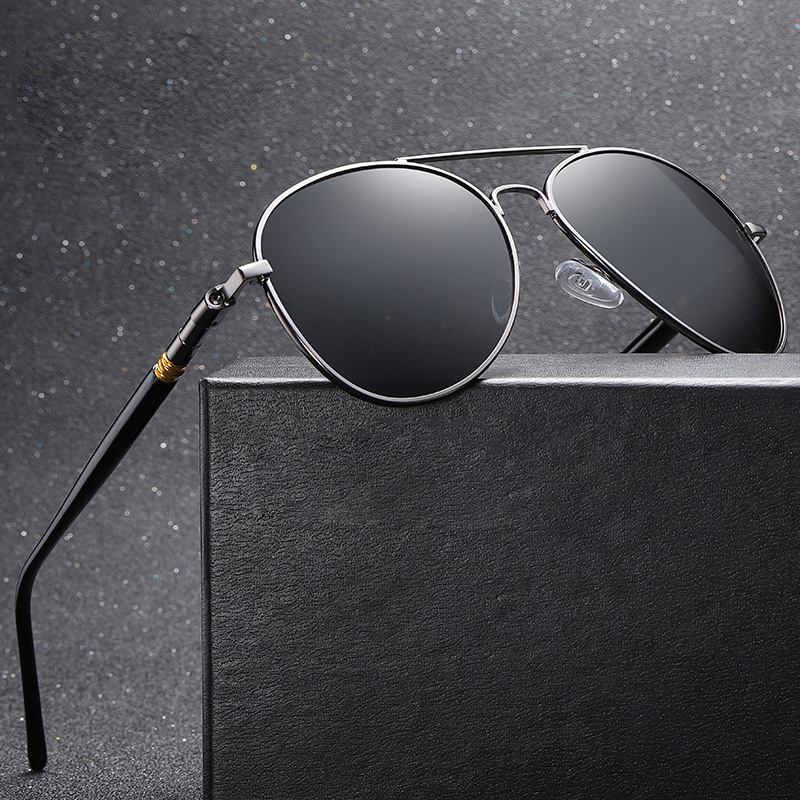 Lunettes de soleil pour hommes et femmes, style pilote vintage, de marque, noires, pour homme et femme