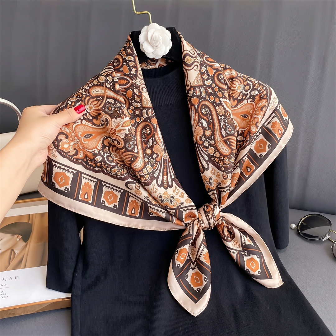 Nouveau Foulard Carré en Soie pour Femme, Marque de Luxe, 90 cm, Imprimé Satiné, Hijab, Écharpe, Paréo, Bandana, Châle, Bandeau, Foulard Musulman
