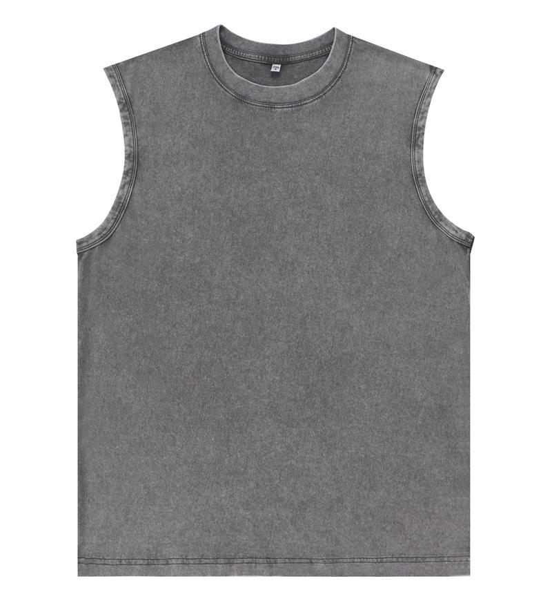 Débardeur en coton délavé pour hommes, t-shirt d'entraînement sans manches, pour course à pied, plage, ample, nouvelle collection été 2025