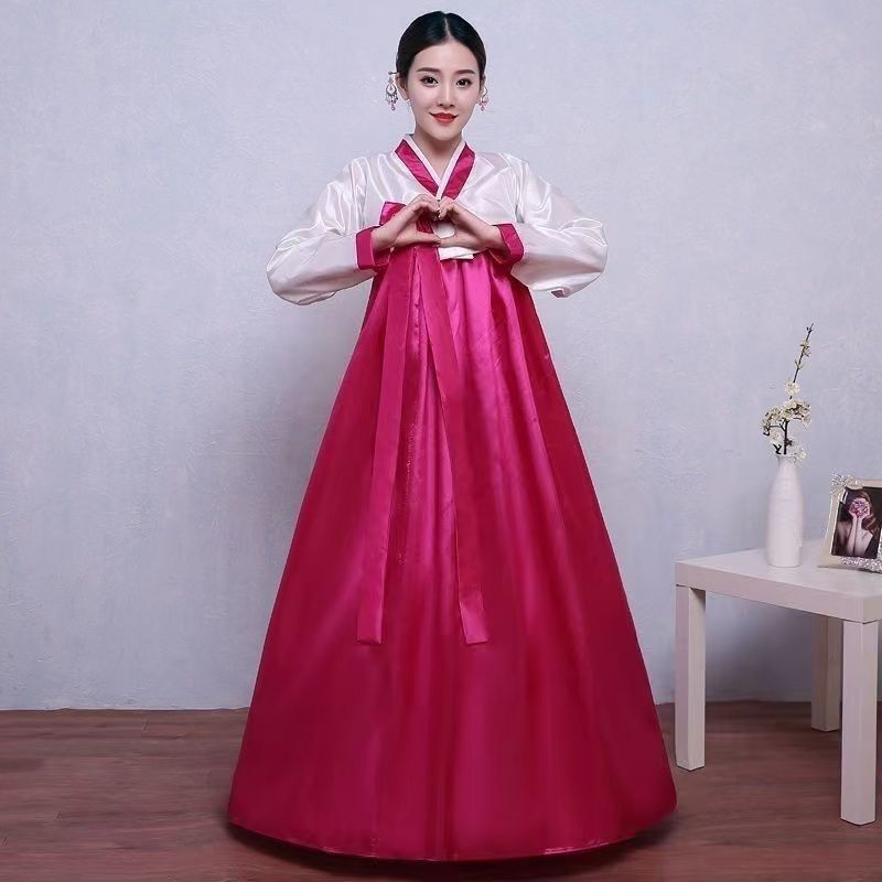 Hanbok traditionnel pour femmes, Costume coréen, vêtements de cour de spectacle de palais minoritaire, robe de danse pour fête de mariage, nouvel an, fleur