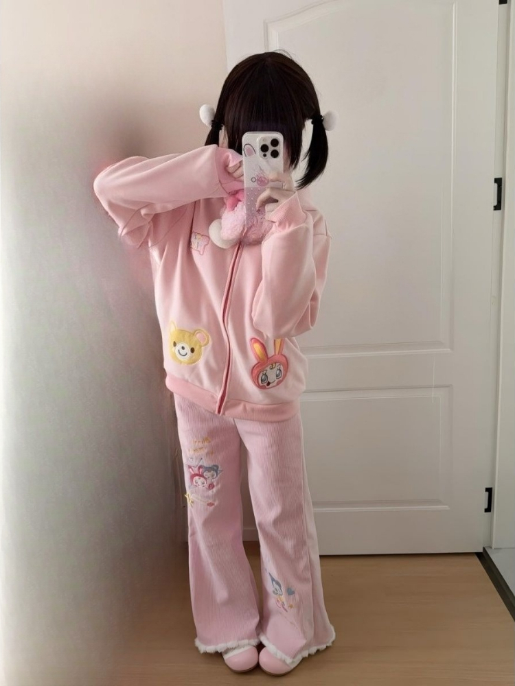 Sweat-shirt brodé de dessin animé japonais pour femmes, Y2k, esthétique, décontracté, Grunge, fermeture éclair ​ Sweat-shirt 2025 Harajuku automne Kawaii sweat à capuche mignon