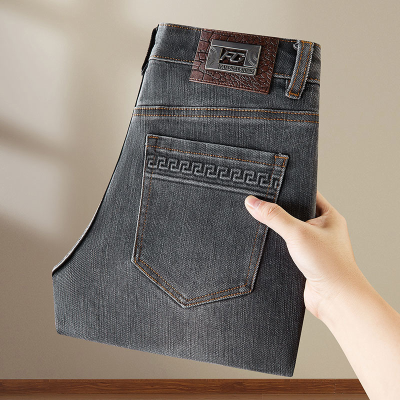 Jean de Style européen et américain pour hommes, marque célèbre, fermeture éclair droite, Slim, Denim bleu, pantalon crayon pour hommes