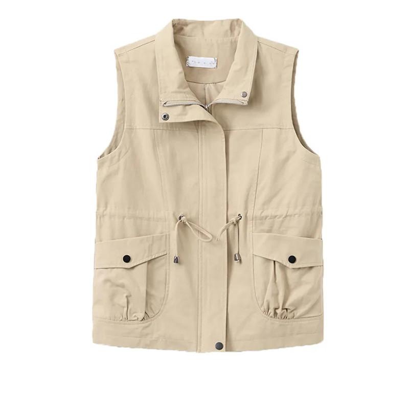 Gilet court pour femme, coupe ajustée, printemps-automne, décontracté, nouvelle collection 2026, en pur coton, sans manches