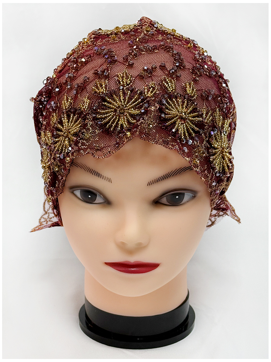 Couvre-tête en tissu maille, brodé à la main, chaîne de perles suspendue, chapeau en acrylique, dubaï, nouveau chapeau de culte arabe musulman, 2025