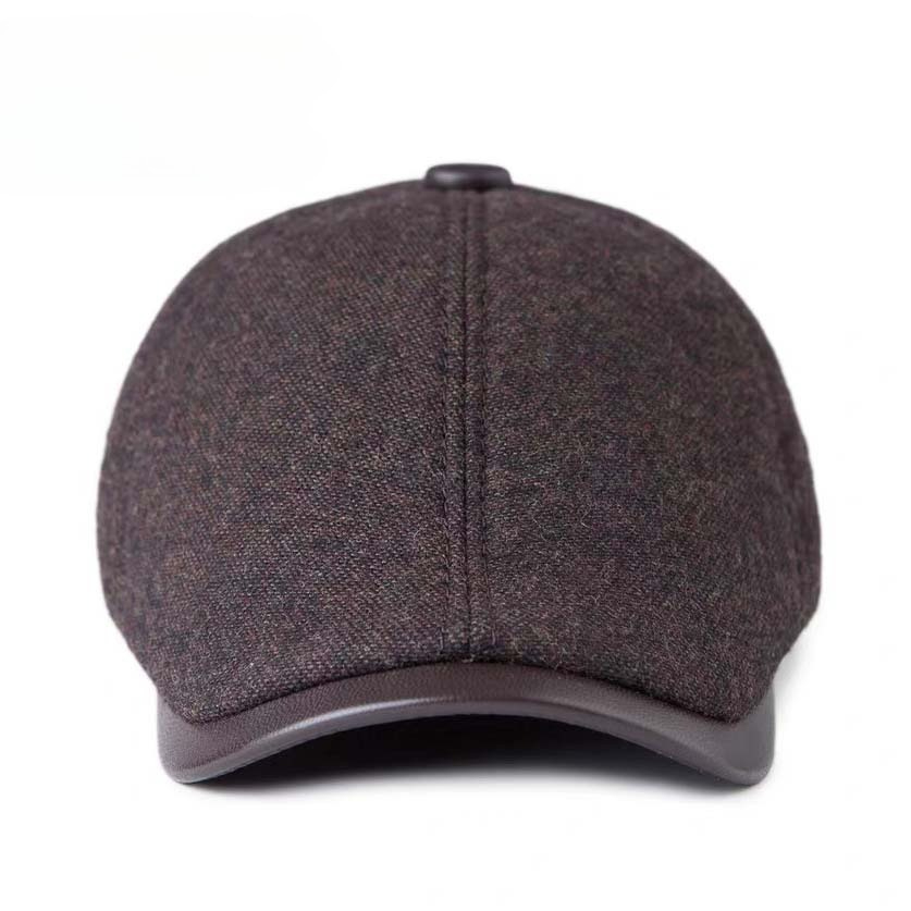 Bonnet 55% laine béret à chevrons pour hommes Camel/gris mâle mince chapeaux 55-61 cm Casquette avant loisirs bec de canard Casquette