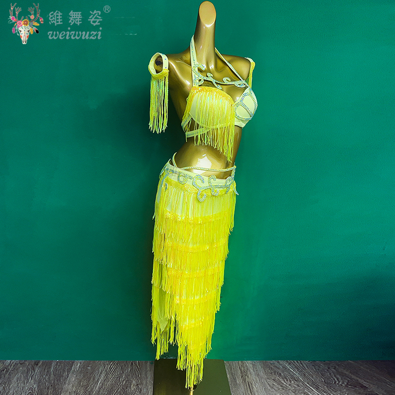 Costume de danse du ventre pour femmes, personnalisé, haut de gamme, paillettes, pompon, Costume de spectacle, tenue de concours de danse orientale