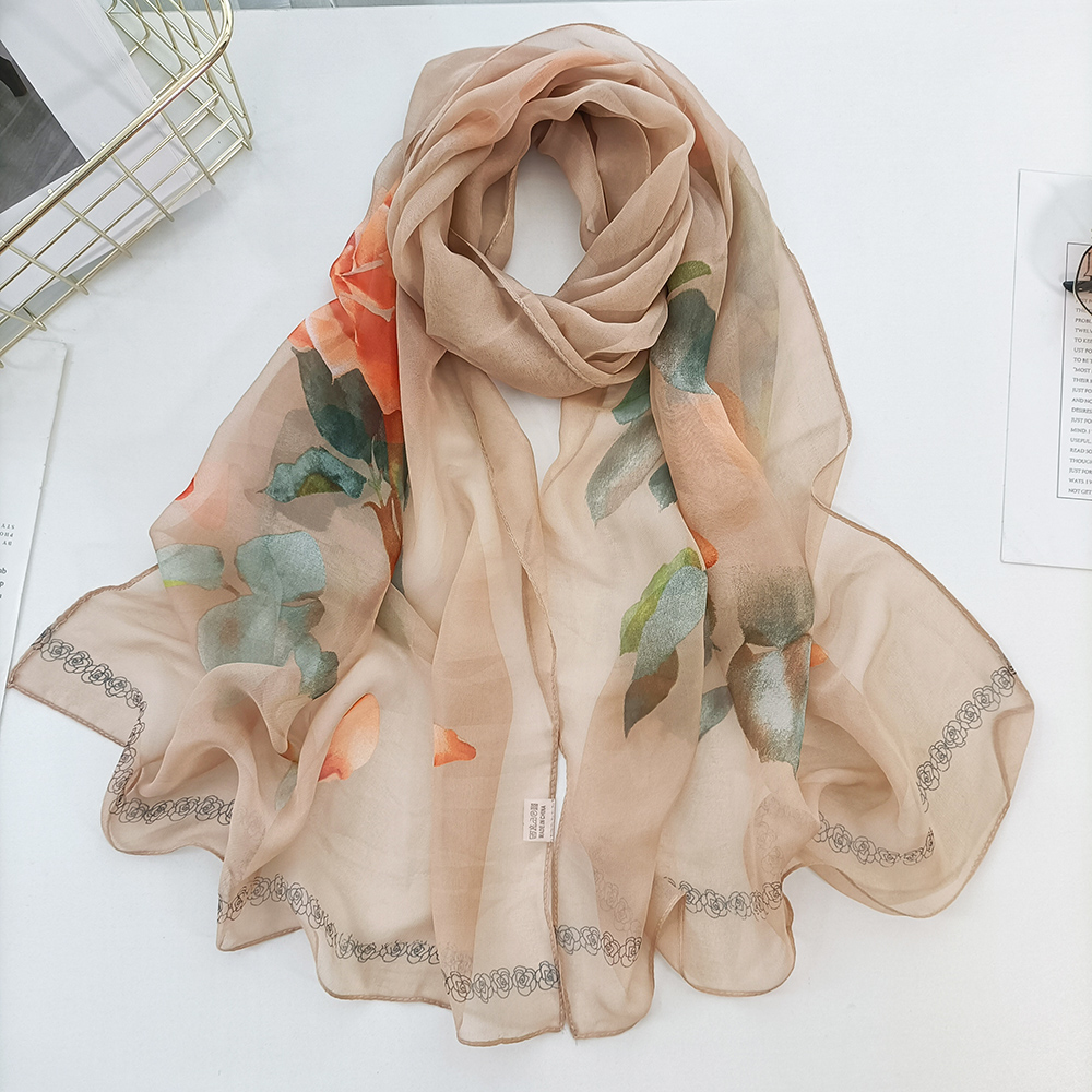 Écharpe en mousseline de soie saphir pour femme, châle hijab fin, bandana, Georgette, crème solaire, plage, élégant, été