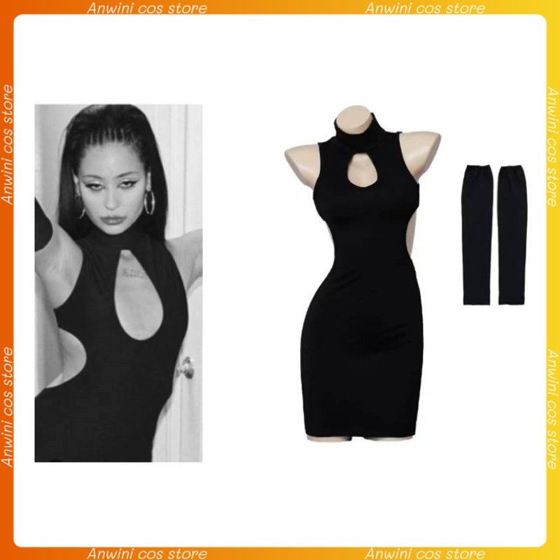 Costume de cosplay Euphoria Maddy Perez, vêtements moulants noirs à découpes, tenues de jeu de rôle pour carnaval, robes de soirée pour femmes