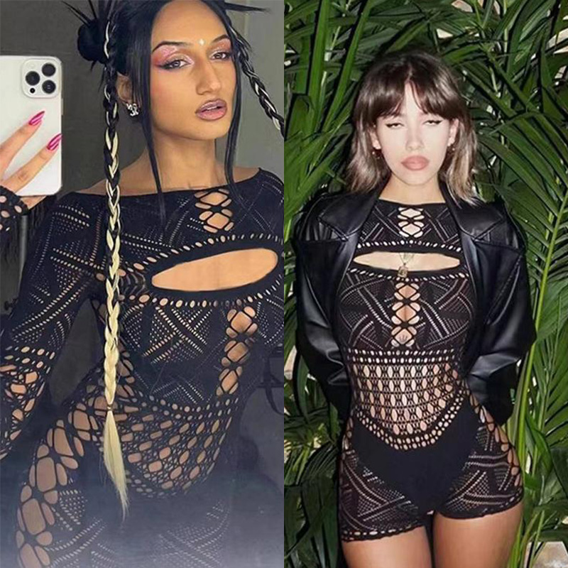 Robe de sexe combinaison avec dentelle serrée évidée et jupe sexy moulante aux hanches robes longues décontractées pour femmes audacieuses lingerie femme xxx
