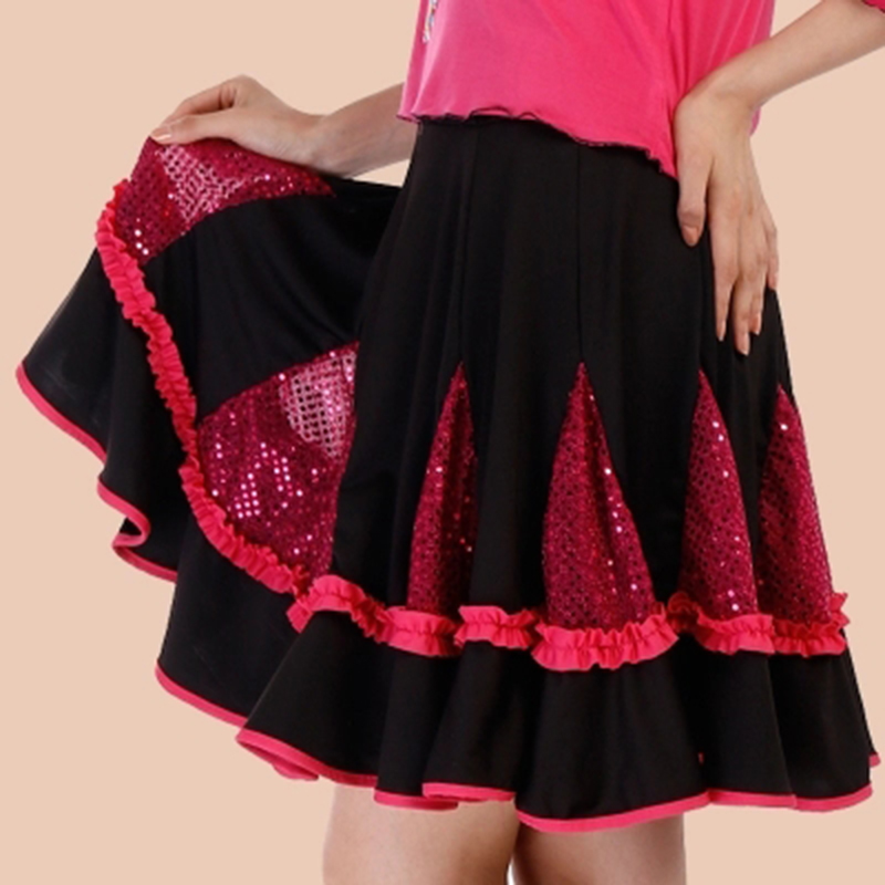 Robe de danse latine pour femmes, Salsa, Tango, Rumba Cha, jupe, vert, rose vif, rouge, vêtements carrés pour femmes