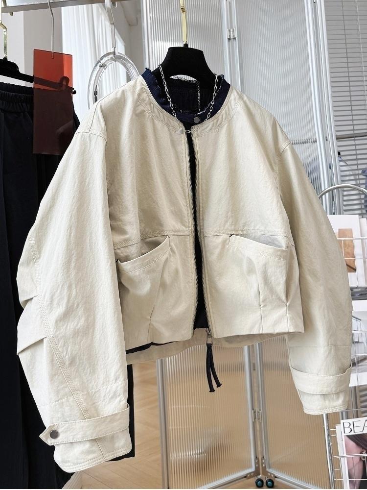 Veste Courte Femme Printemps Automne 2026 – Manteau Décontracté et Élégant à Col Rond pour Femme, Polyvalent et Tendance