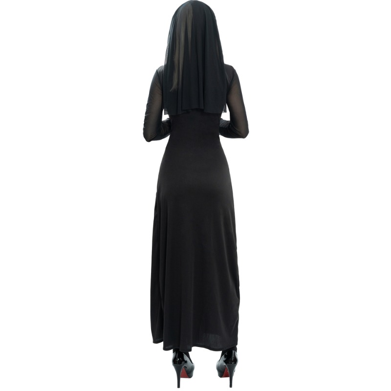 Costume d'halloween Sexy pour femmes adultes, Robe fantaisie de Cosplay de nonne Anime, Robe gothique longue noire, uniforme de fête de carnaval, événements à thème
