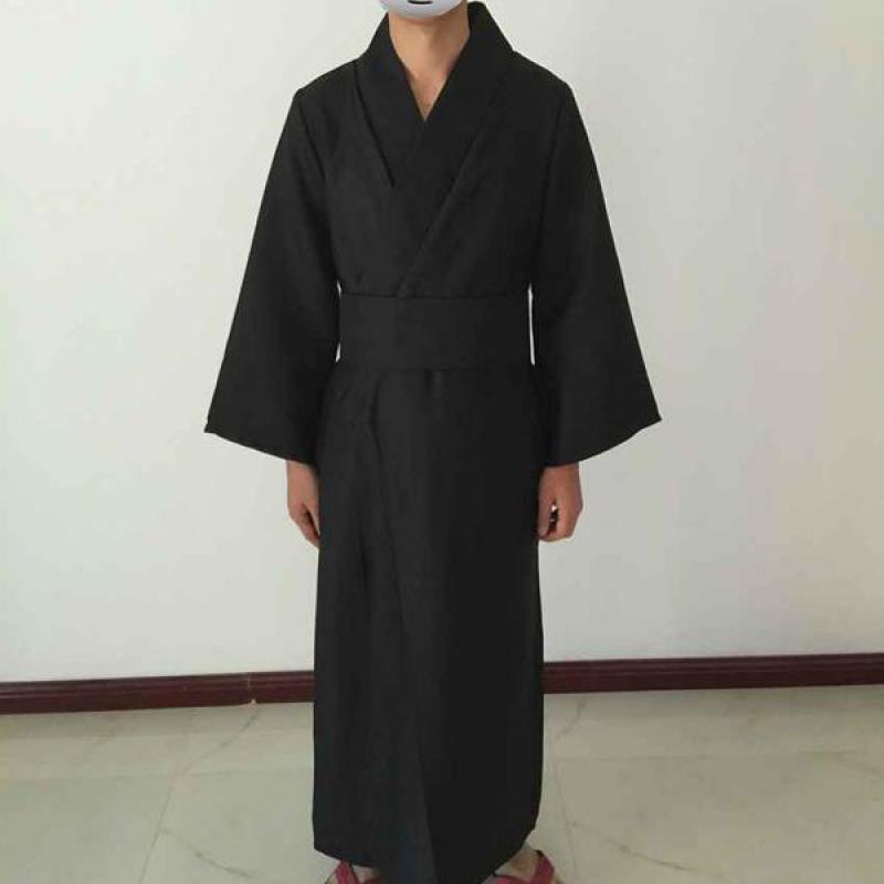 Vêtements de samouraï noirs classiques pour hommes, sous-vêtements respirants, Robe Kimono traditionnelle japonaise Cosplay Yukata, pyjama pour la maison, peignoir F30