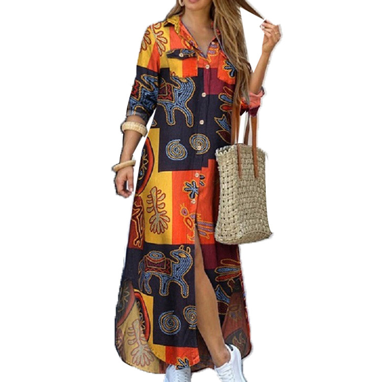 Robes pour femmes 2026 : Nouvelle mode, robe longue sexy à simple boutonnage, col à revers ample, printemps-automne, vêtements pour femmes, vestidos