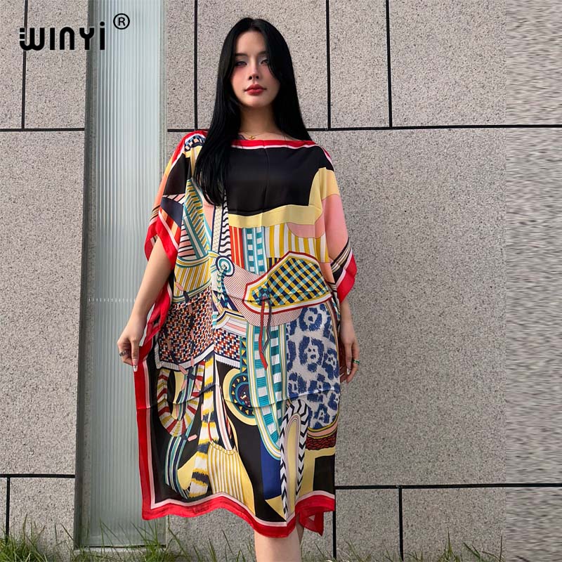 Robe longue WINYI, robe d'été sexy africaine surdimensionnée, imprimé bohème, vêtement de plage pour femmes, robe ample, robe musulmane, robe de plage.