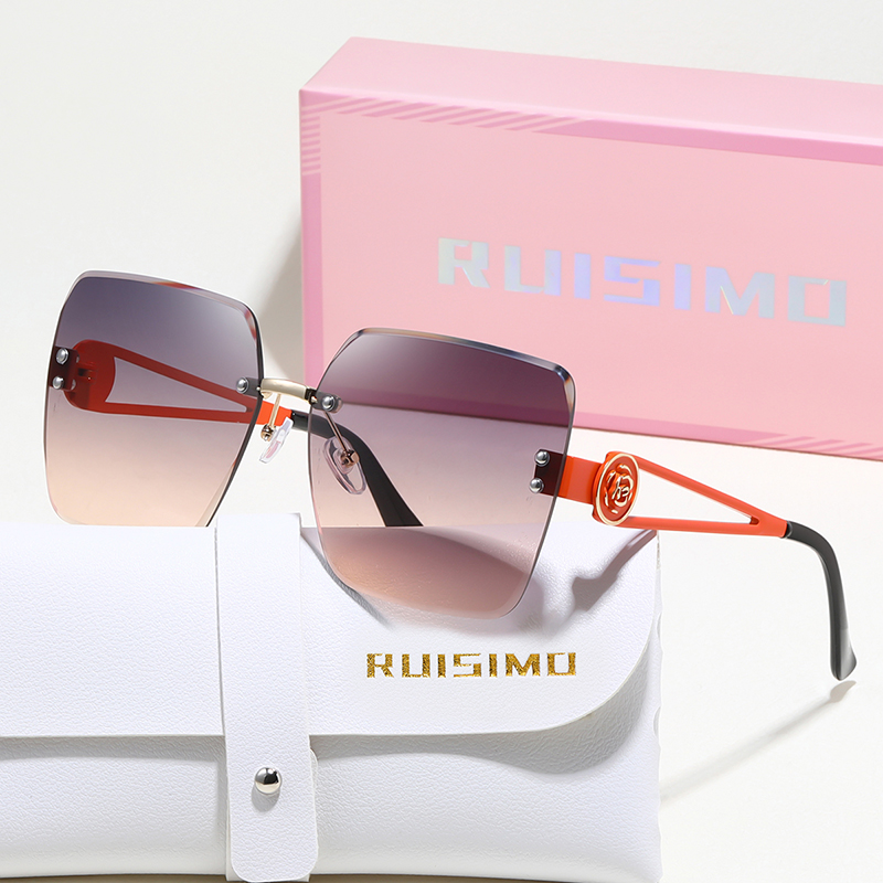 RUISIMO sans monture métal carré lunettes de soleil femmes hommes couleur claire marque exquise lunettes de soleil plage voyage mâle femme lunettes UV400
