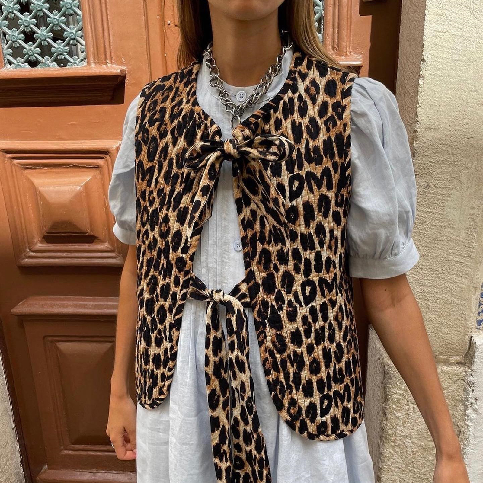 Chemise matelassurera vintage pour femme, émaillée léopard esthétique, cardigan brodé floral, streetwear, automne