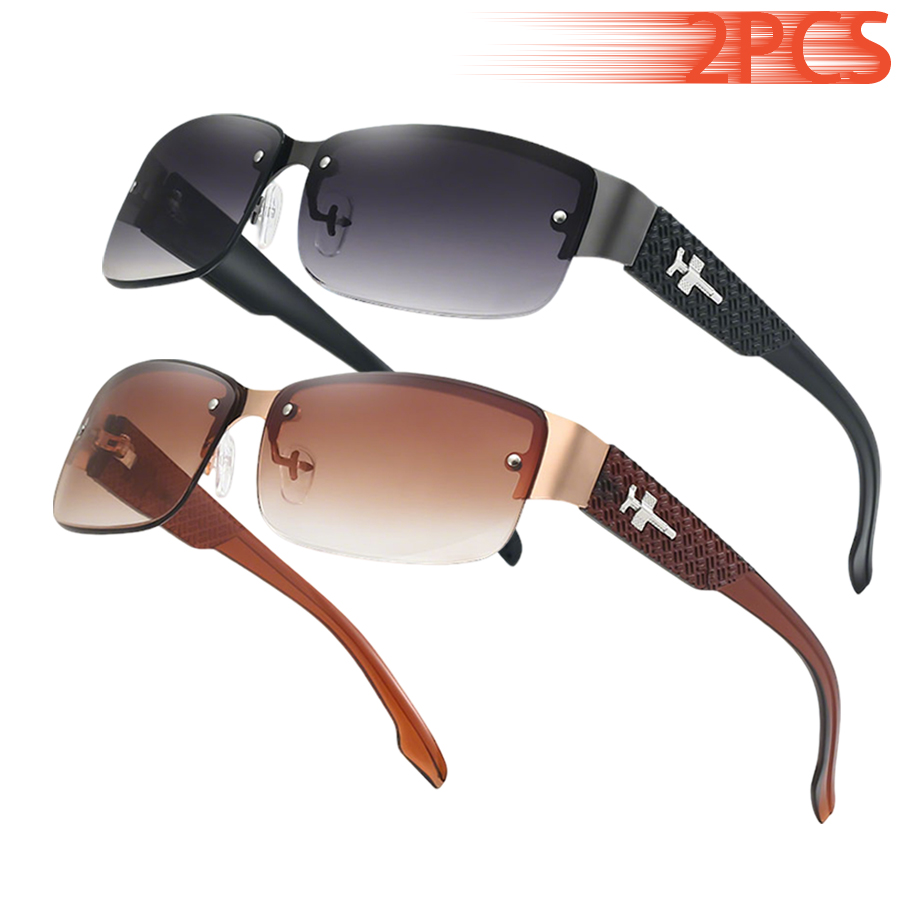 2 Paires de Lunettes de Soleil Rétro Premium à Dégradé, Style Designer Classique, Idéales pour les Activités de Plein Air, la Conduite, la Pêche et les Voyages