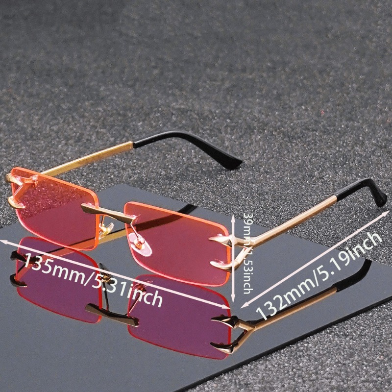 Lunettes carrées décontractées sans cadre en métal pour hommes et femmes, accessoires décoratifs légers pour les activités décontractées