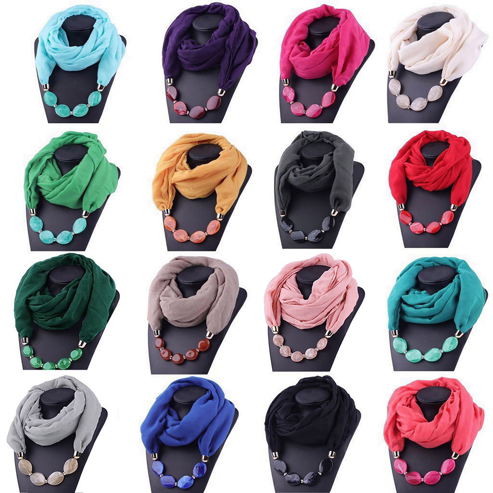Scraf femmes coton lin collier pendentif écharpe mode Style ethnique doux collier vacances couleur unie collier écharpe cou
