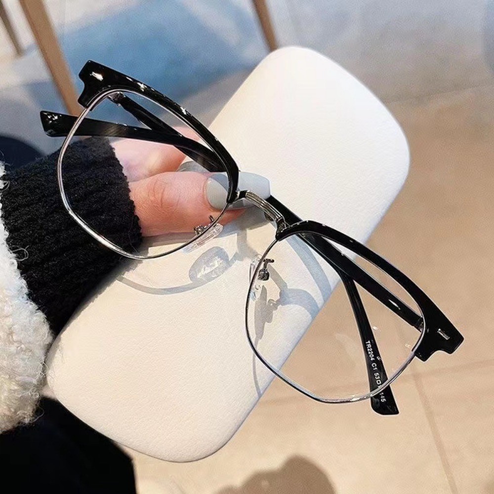 Lunettes carrées unisexes tendance pour hommes et femmes, monture en métal, lunettes polygonales, lunettes anti-lumière bleue noires élégantes