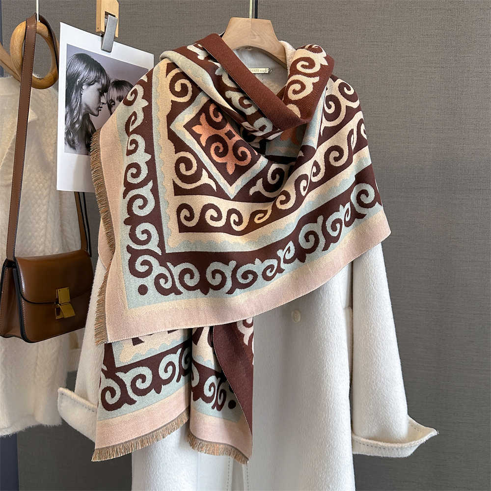 Écharpe de luxe en cachemire pour femme, châle imprimé, paréo doux, Poncho élégant, couverture épaisse et chaude, Pashmina, hiver