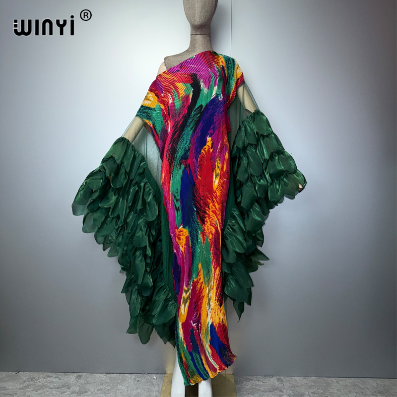 Robe plissée élastique WINYI, style kaftan, abaya de luxe Dubaï, robe de soirée plissée, abaya pour femme musulmane