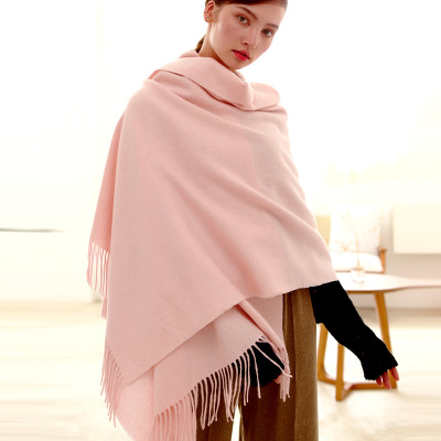 Écharpe de marque 100% laine pour femme, Pashmina Long, épais, chaud, doux, solide, châles et enveloppes en laine de mongolie intérieure, hiver