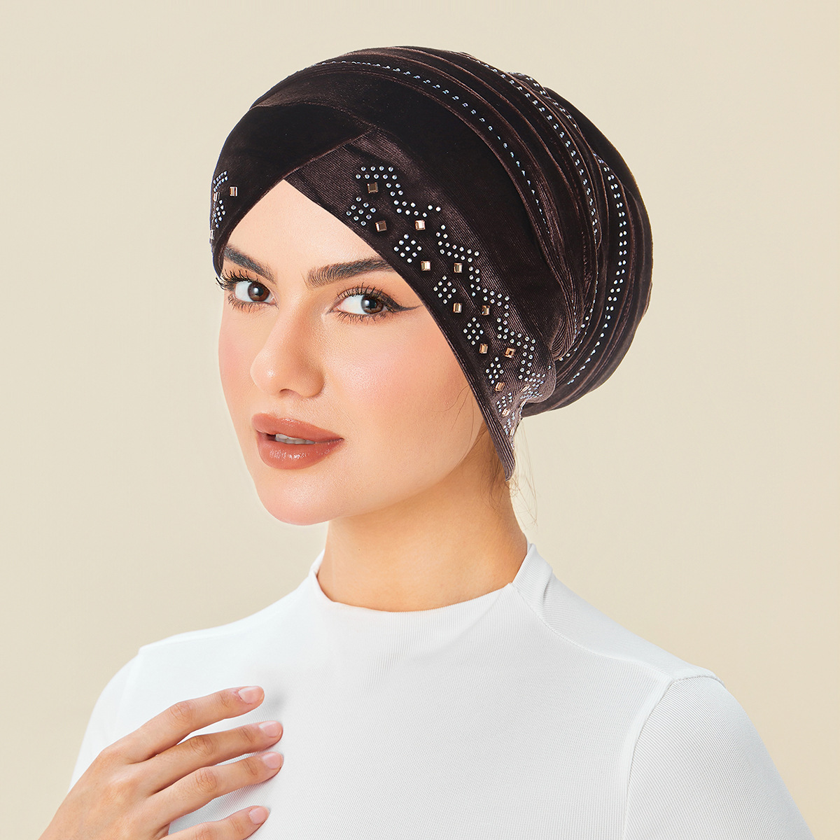 Chapeau Turban brillant de luxe pour femmes, bonnet à strass, casquette de chimio, foulard musulman, enveloppe de cheveux, couvre-chef Bandana