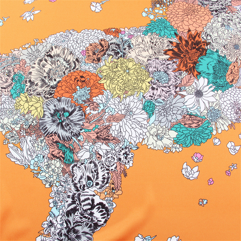 Foulard en soie Femmes Fleur Imprimé Cheval Carré Foulards Tête Echarpes Soie Foulards Femme Wraps Châles De Plage Bandana Dame Hijabs 90CM