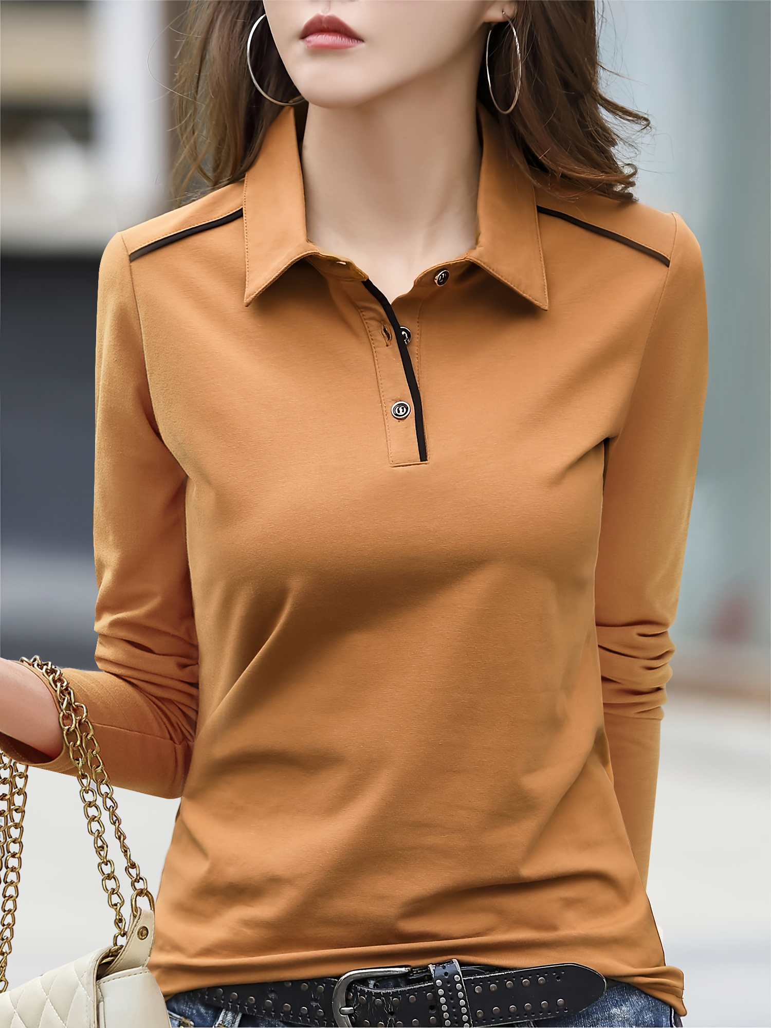 Chemise chic décontractée pour femmes, manches longues, boutons, mélange de coton semi-transparent, lavable en machine, parfaite pour le printemps et l'automne
