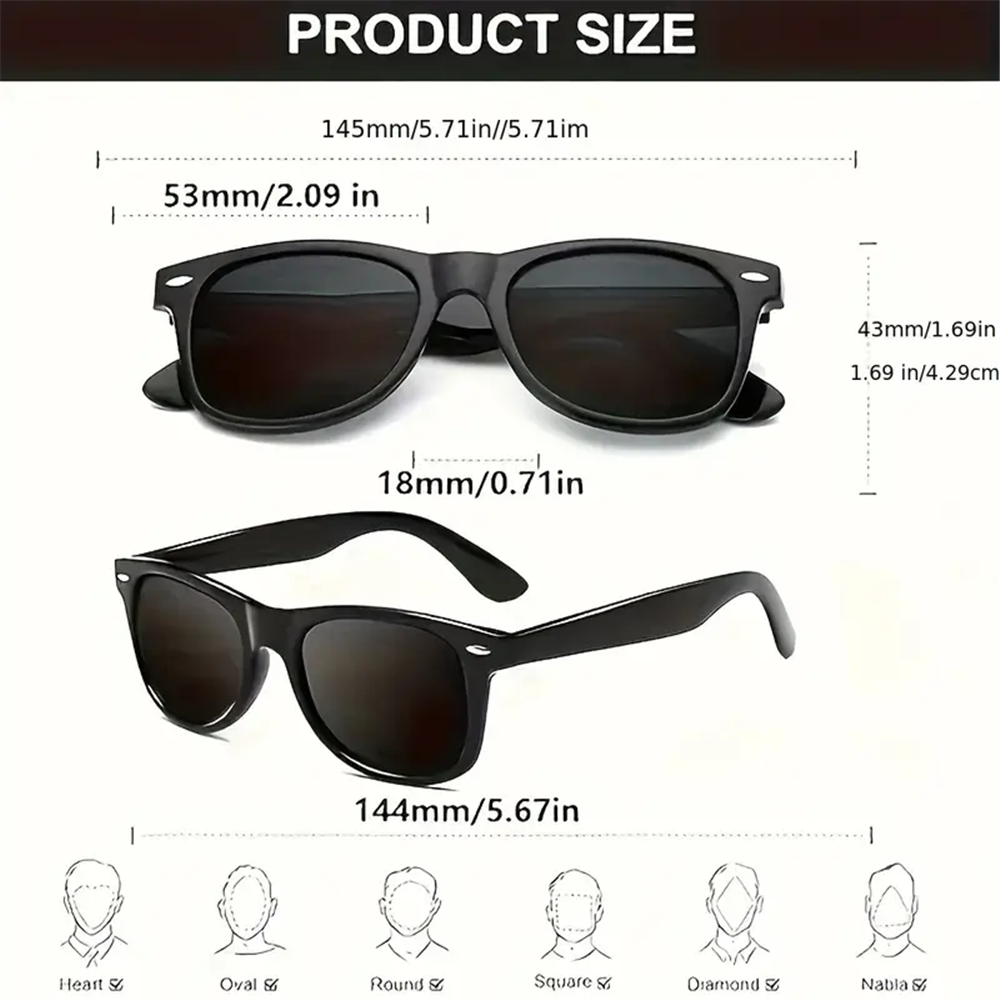 Lunettes carrées noires classiques avec décoration en forme de boulon, 12 pièces, pour fête, photographie, mariage, anniversaire, remise de diplôme, randonnée