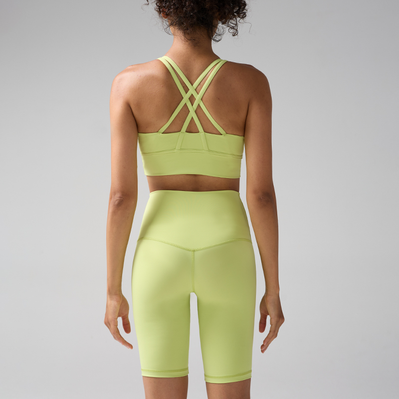 Ensemble de vêtements de sport 2 pièces pour femmes, Yoga, Gym, soutien-gorge croisé dans le dos, haut avec short taille haute, Fitness, course à pied, survêtement d'entraînement